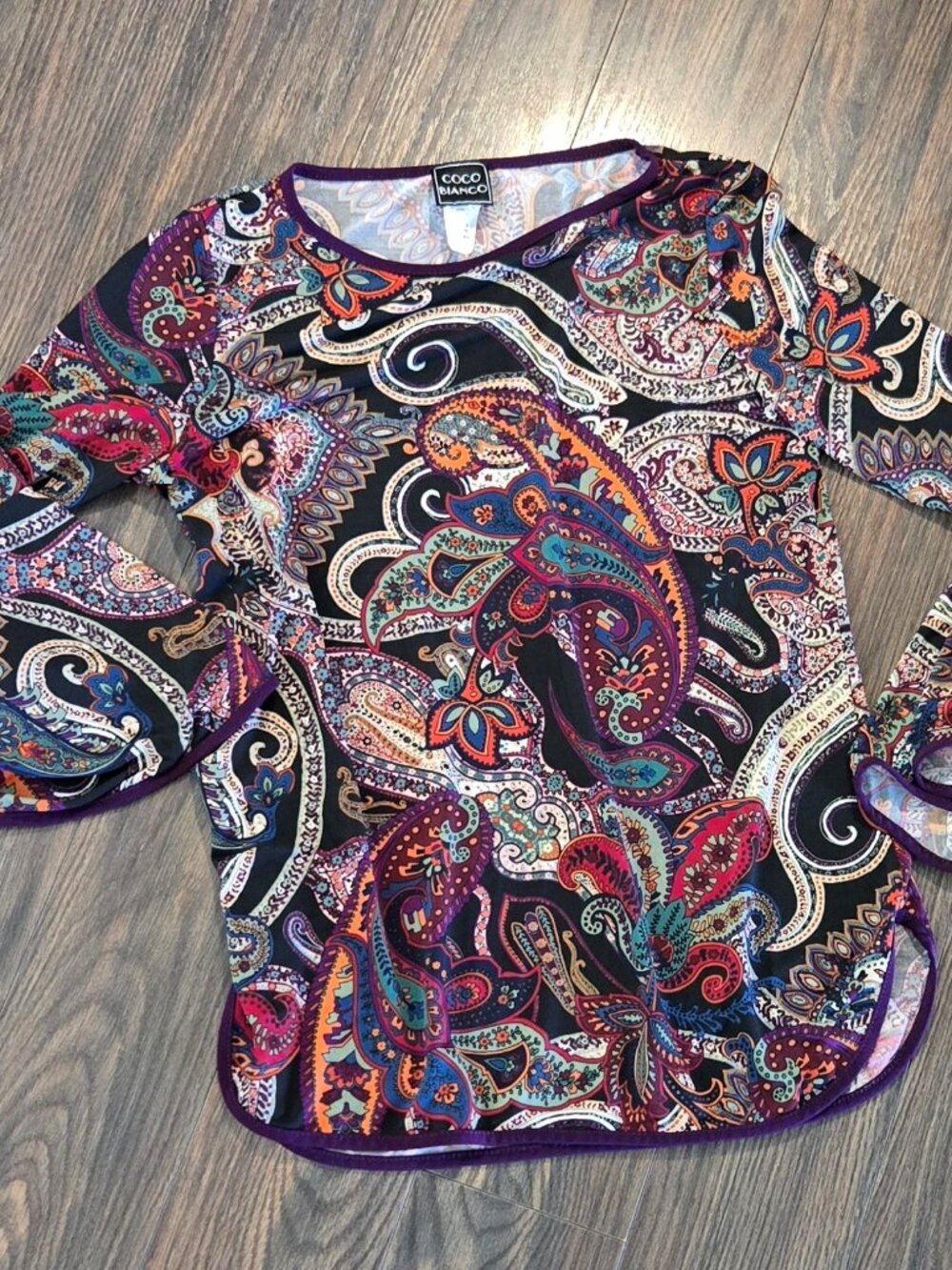 COCO BIANCO 70s/Boho Hippie Style Floral & Paisley Blouse SIZE S